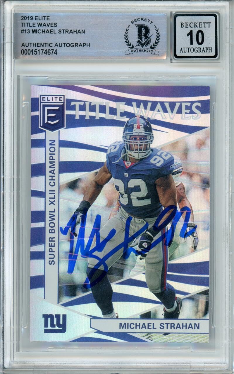2019 Elite Title Waves #13 Michael Strahan RC New York Giants BGS Autograph 10