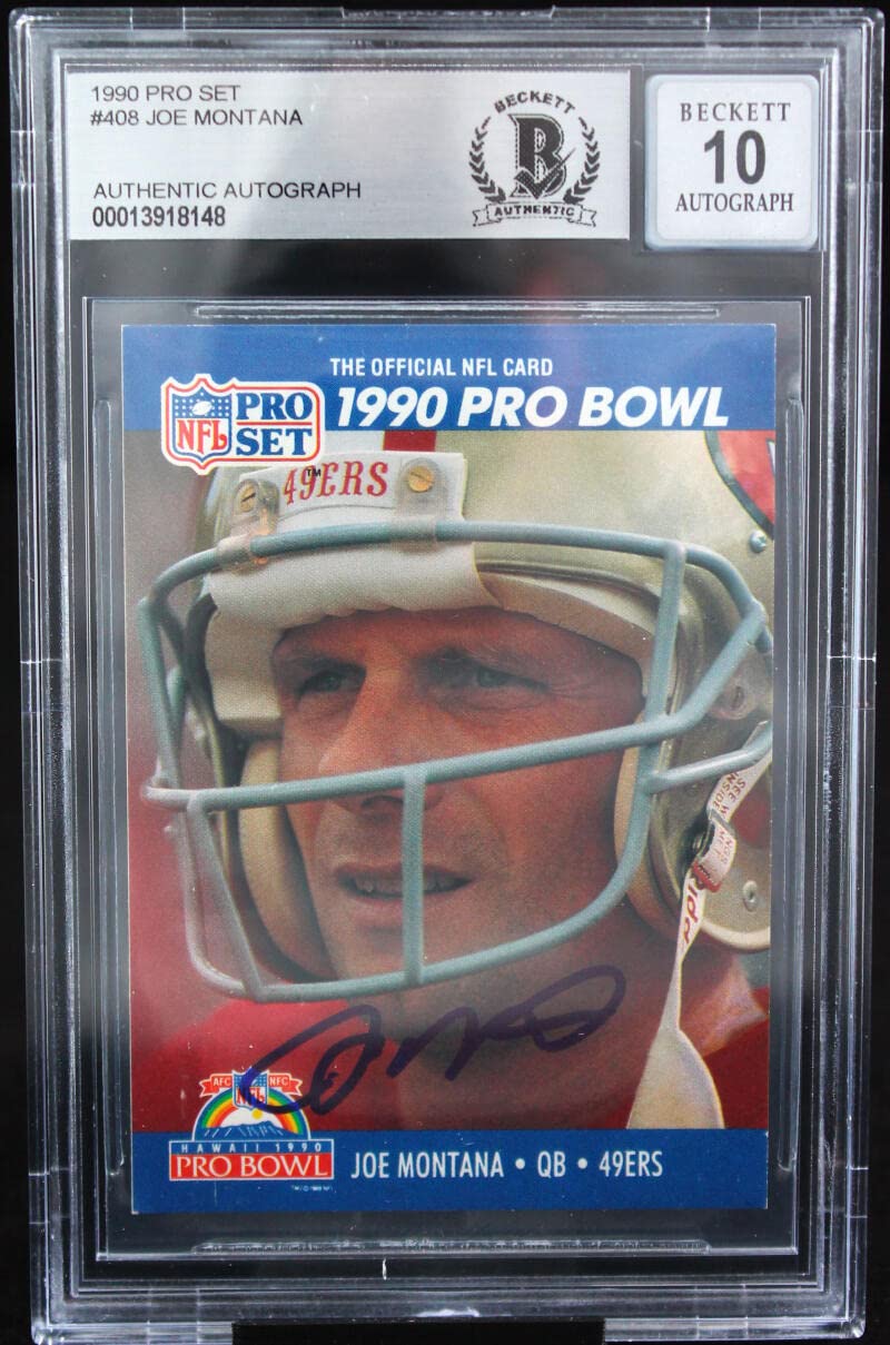 1990 Pro Set #408 Joe Montana Auto San Francisco 49ers BGS Autograph 10