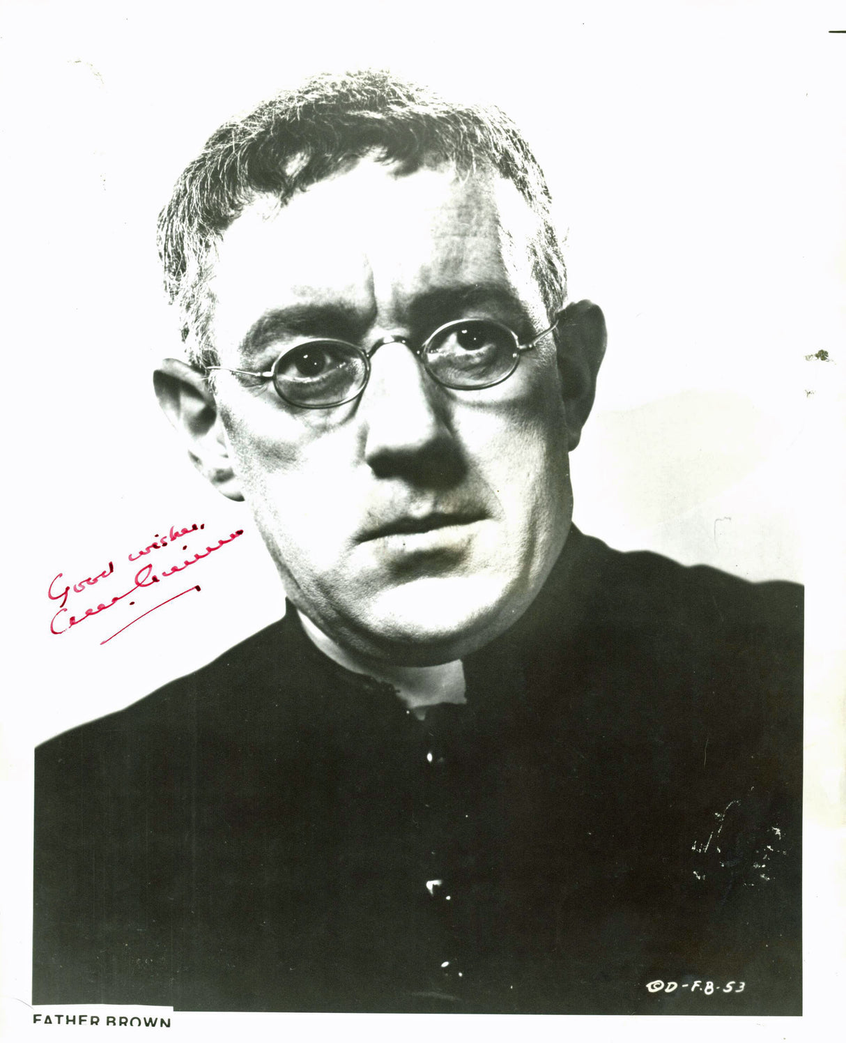 Alec Guinness Father Brown "Good Wishes" Authentic Signed 8X10 Photo BAS #A06734