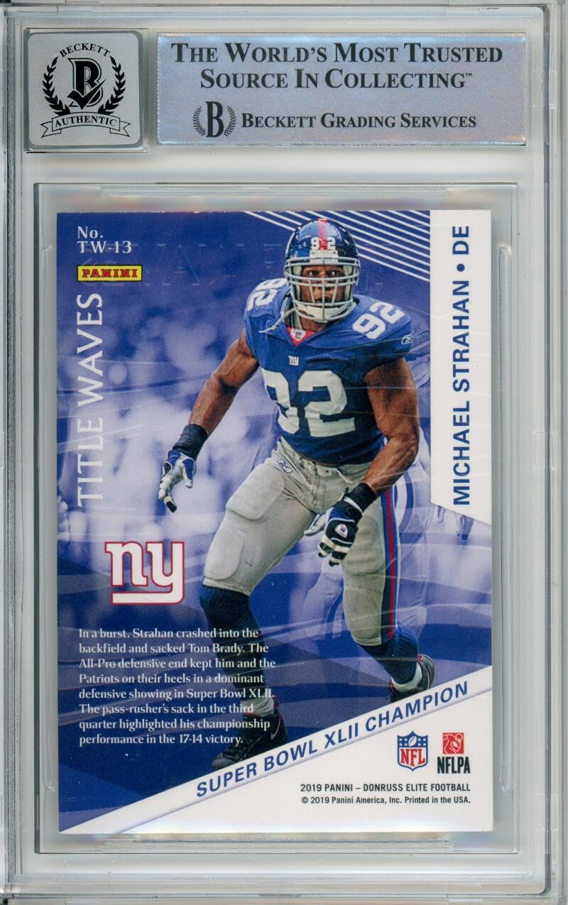 2019 Elite Title Waves #13 Michael Strahan RC New York Giants BGS Autograph 10