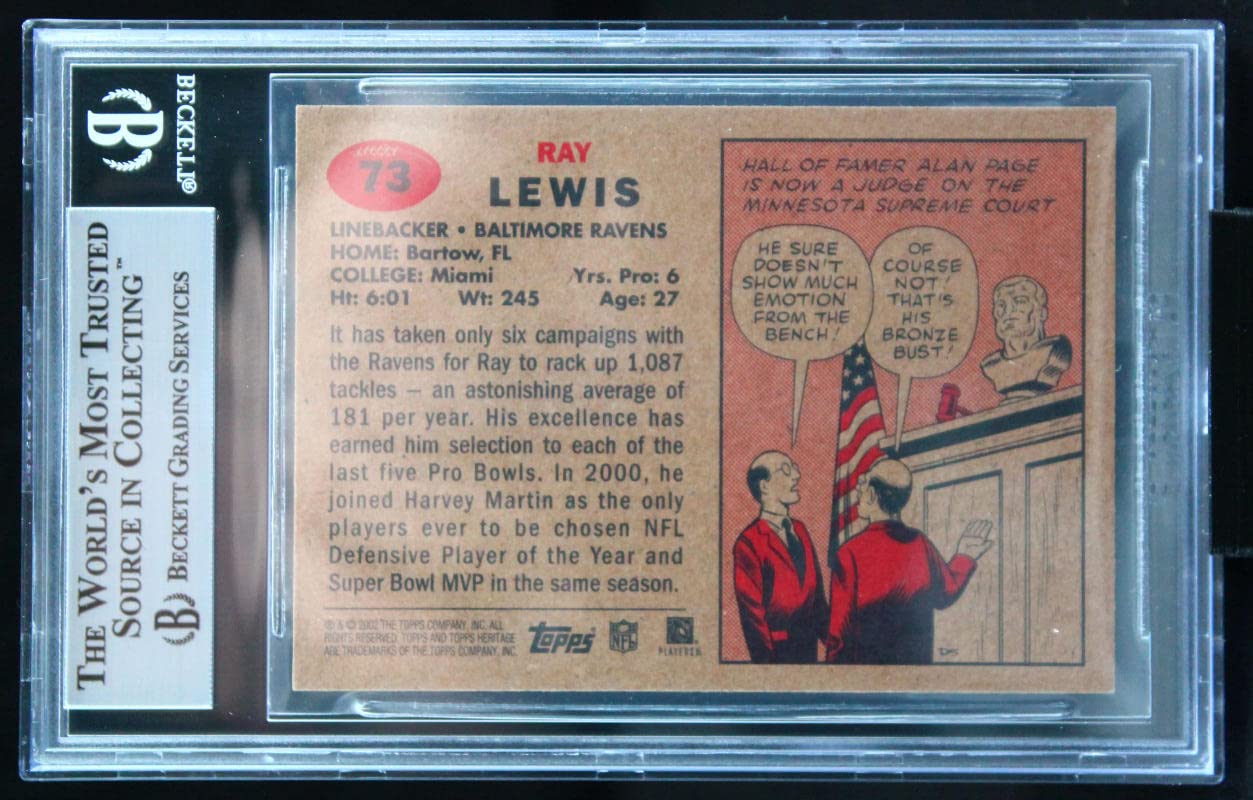2002 Topps Heritage #73 Ray Lewis Auto Baltimore Ravens BGS Autograph 10