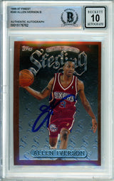 1996-97 Topps Finest Sterling #240 Allen Iverson RC 76ers BGS Autograph 10