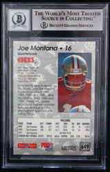 1992 Pro Set #649 Joe Montana Auto San Francisco 49ers BGS Autograph 10
