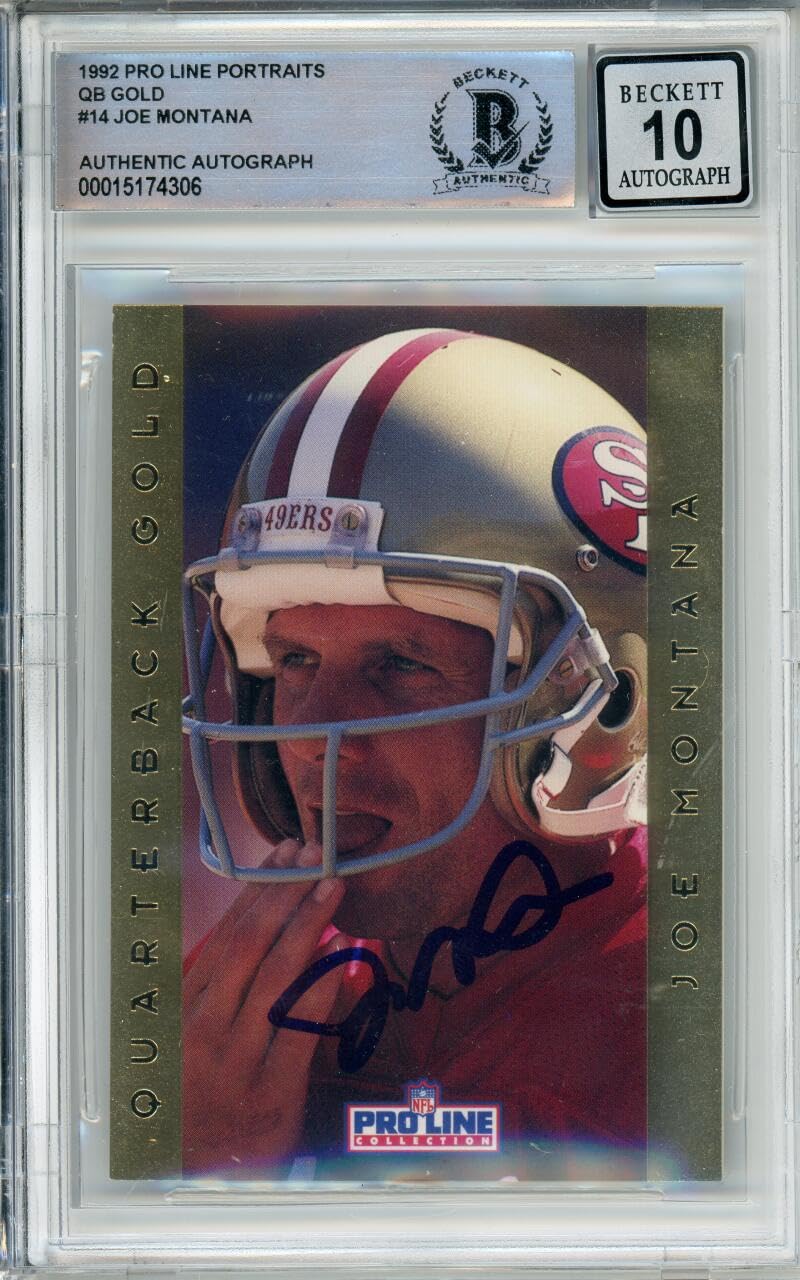 1992 Pro Line Portraits QB Gold #14 Joe Montana San Francisco 49ers BGS Auto 10