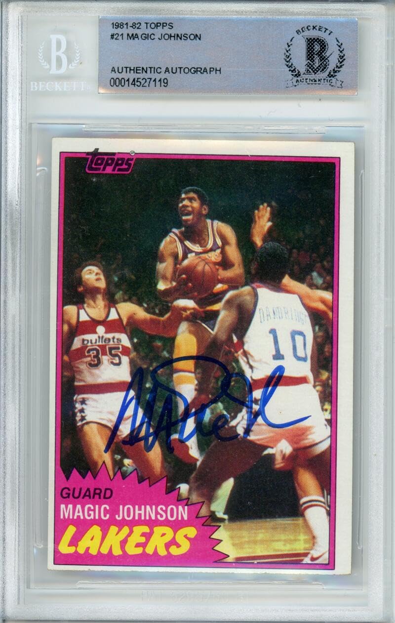 1981-82 Topps #21 Magic Johnson RC Los Angeles Lakers BGS Autograph 10