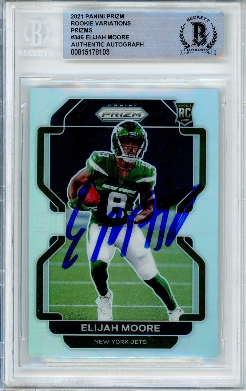 2021 Panini Prizm Silver Rookie Variations #346 Elijah Moore Jets BGS Auto 10