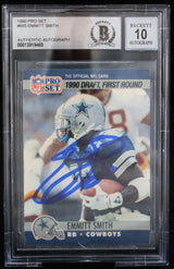 1990 Pro Set #685 Emmitt Smith Auto Dallas Cowboys BGS Autograph 10