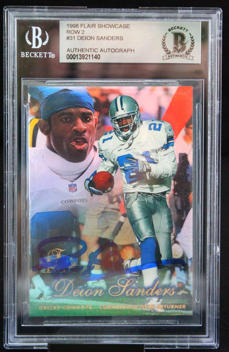 1998 Flair Showcase Row 2 #31 Deion Sanders Auto Cowboys BGS Autograph 10