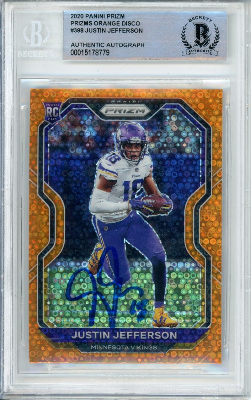2020 Panini Orange Disco #398 Justin Jefferson RC Minnesota Vikings BGS Auto 10