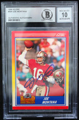 1990 Score #594 Joe Montana Auto San Francisco 49ers BGS Autograph 10