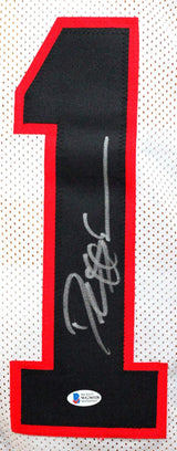 Deion Sanders Autographed TB White Pro Style Jersey - Beckett W Auth *Silver