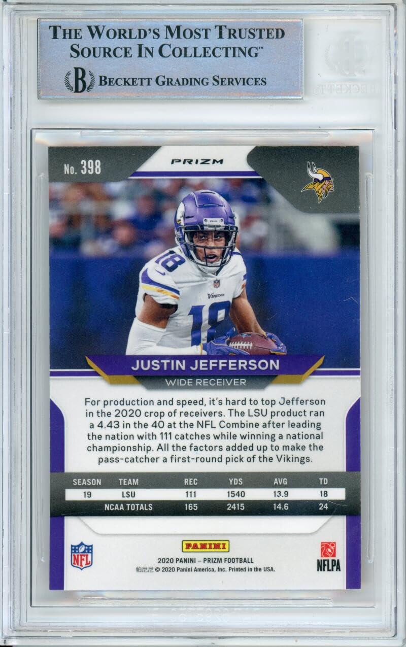 2020 Panini Orange Disco #398 Justin Jefferson RC Minnesota Vikings BGS Auto 10