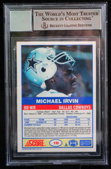 1989 Score #18 Michael Irvin Dallas Cowboys BGS Autograph 10