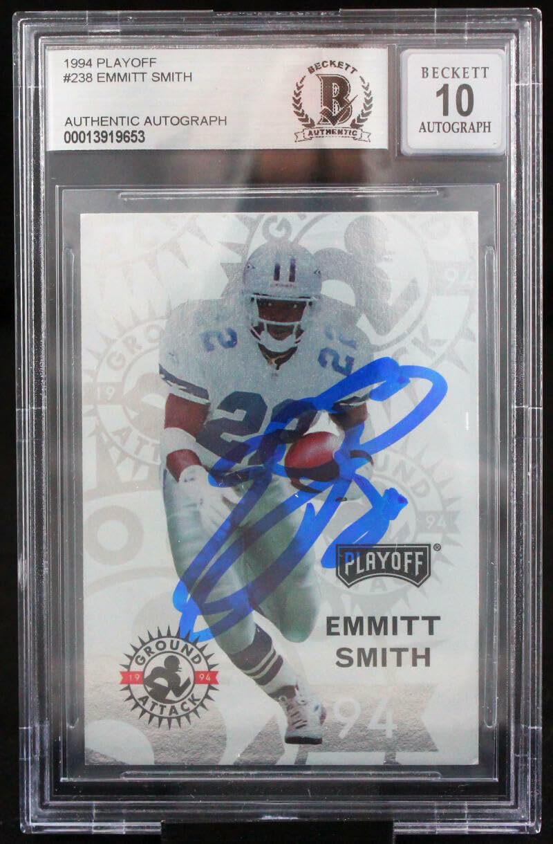 1994 Playoff #238 Emmitt Smith Auto Dallas Cowboys BGS Autograph 10