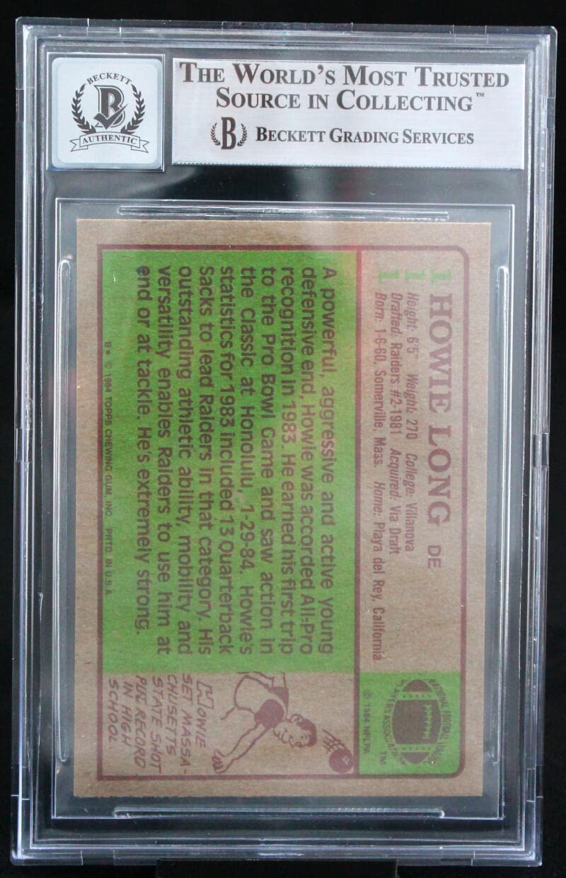 1984 Topps #111 Howie Long Auto Oakland Raiders BGS Autograph 10