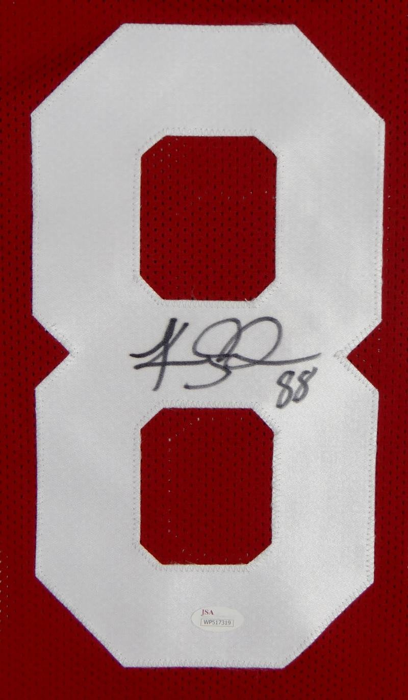 Keith Jackson Autographed Red College Style Jersey- JSA Witnessed Authenticated