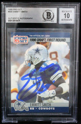 1990 Pro Set #685 Emmitt Smith Auto Dallas Cowboys BGS Autograph 10