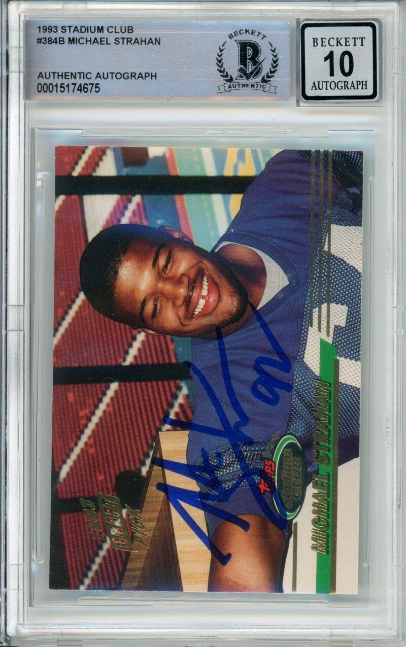 1993 Topps Stadium Club #384A Michael Strahan RC New York Giants BGS Auto 10
