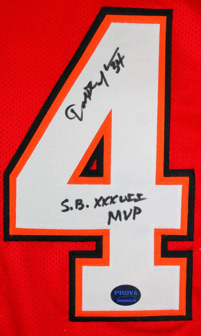 Dexter Jackson Autographed Red Pro Style Jersey w/ SB MVP-Prova Auth *Black