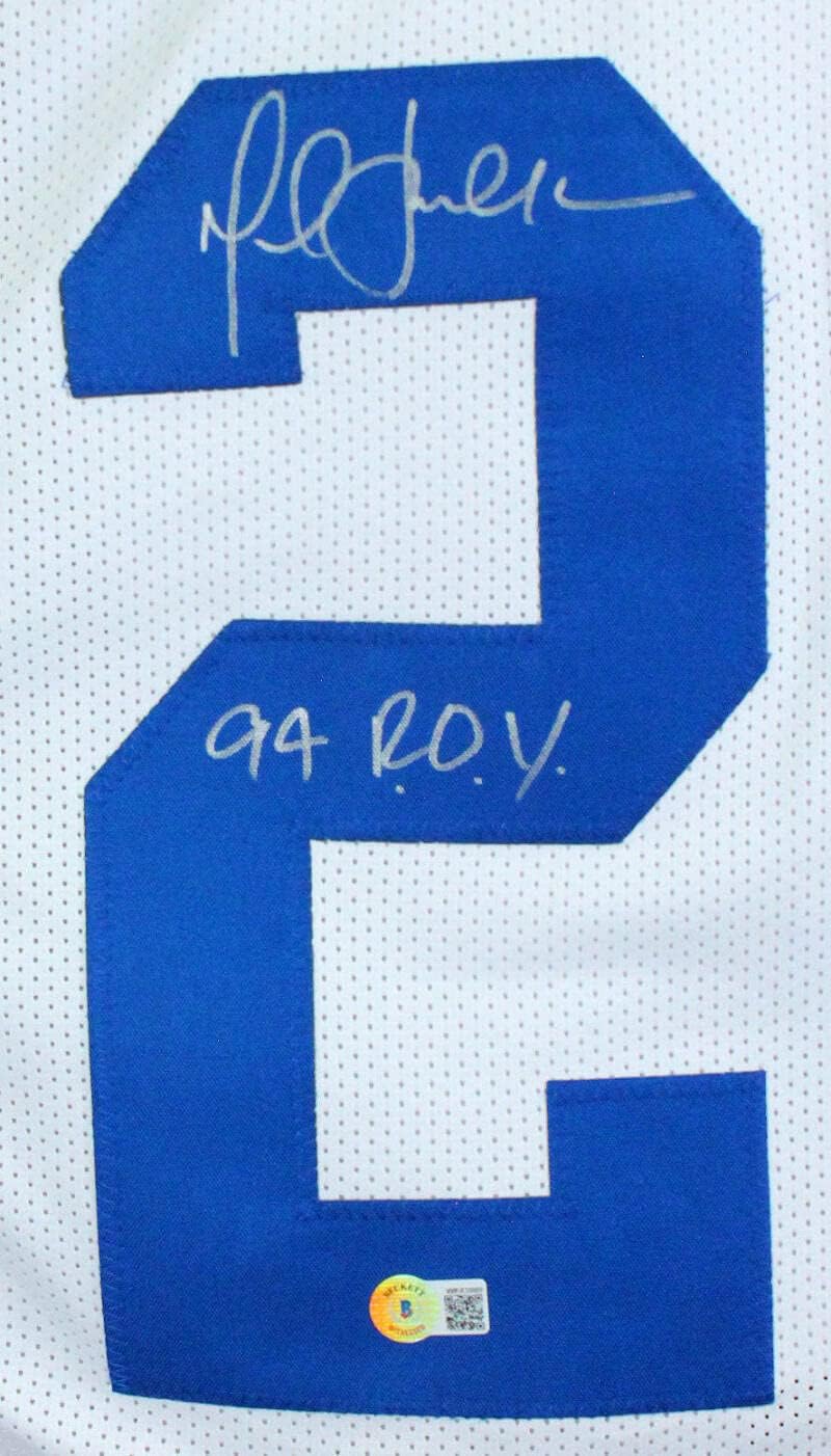 Marshall Faulk Autographed White Pro Style Jersey w/ROY- Beckett W Hologram