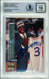 1996-97 Stadium Club Shining Moments #SM15 Allen Iverson RC 76ers BGS Auto 10