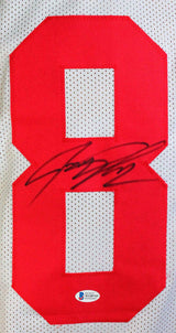 Jeremy Shockey Autographed White Pro Style Jersey - Beckett Witness *8