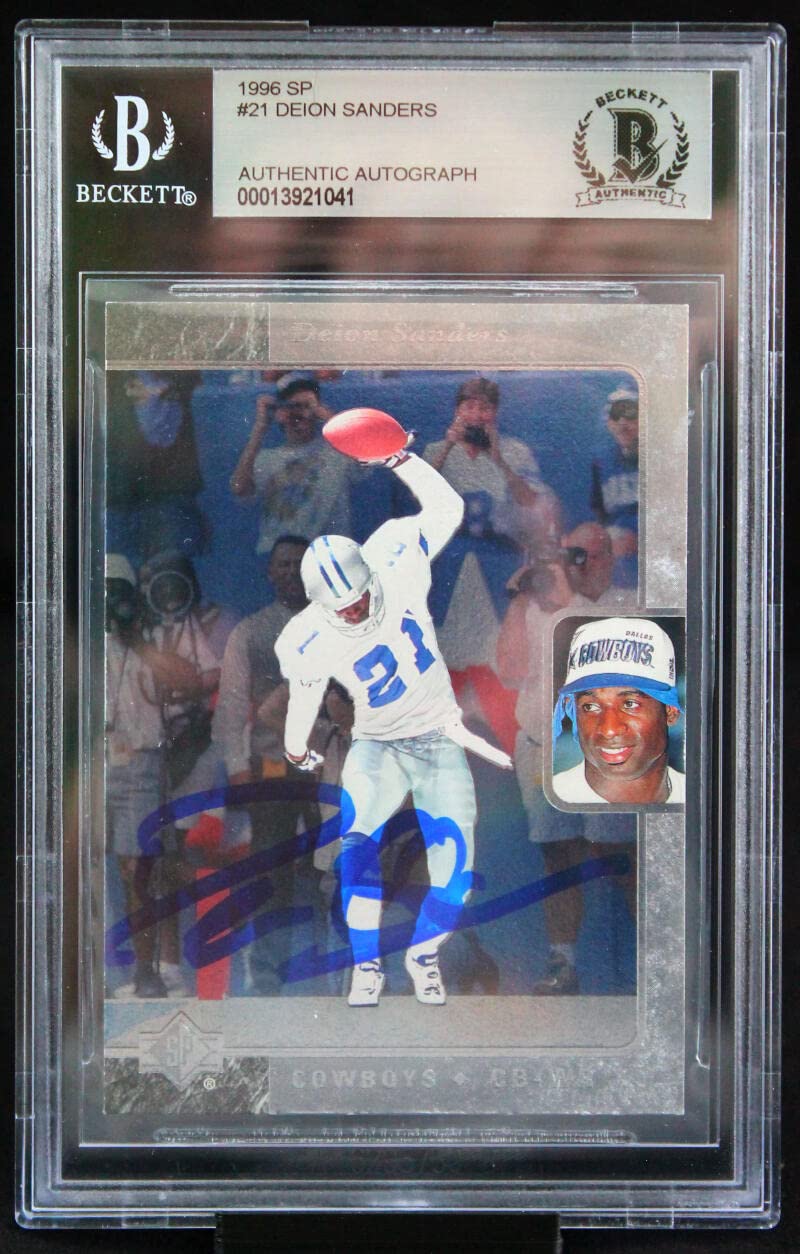 1996 Upper Deck SP #21 Deion Sanders Dallas Cowboys BGS Autograph 10