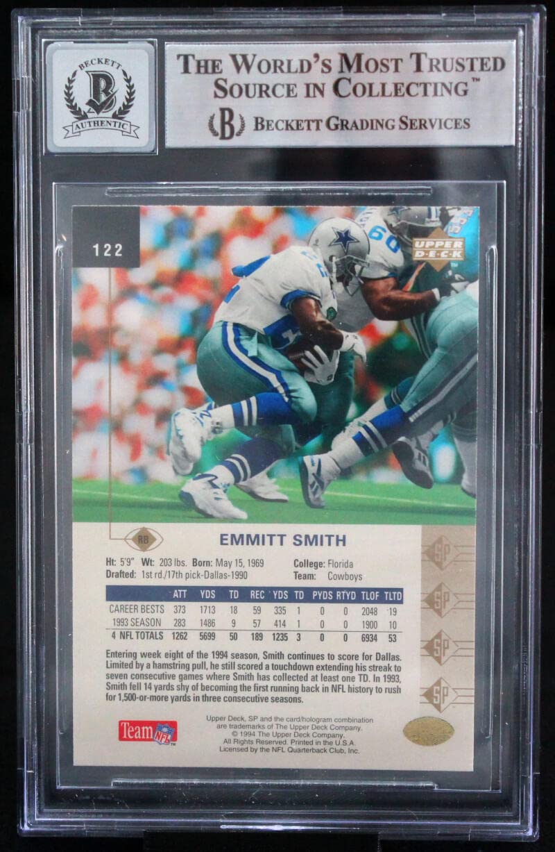 1994 SP #122 Emmitt Smith Auto Dallas Cowboys BGS Autograph 10