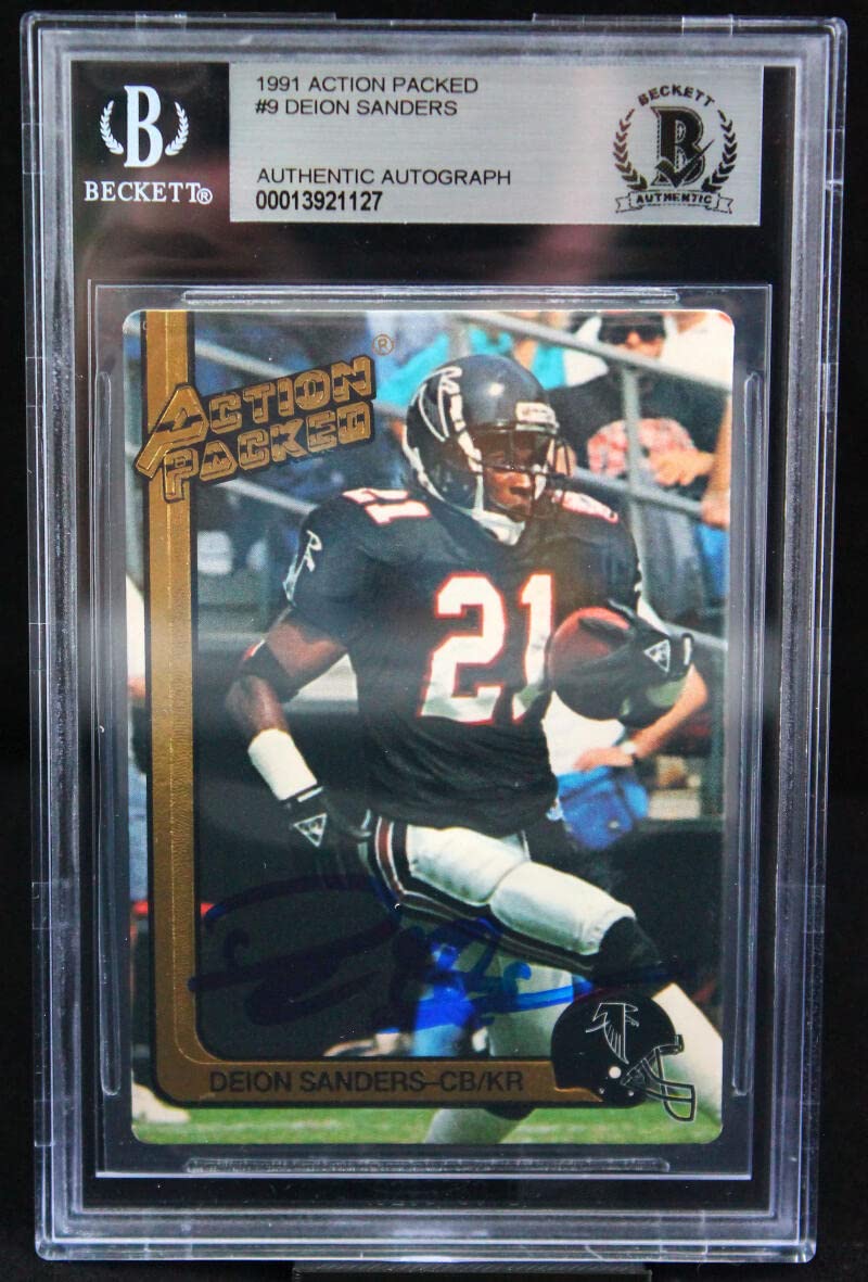 1991 Action Packed #9 Deion Sanders Atlanta Falcons BGS Autograph 10