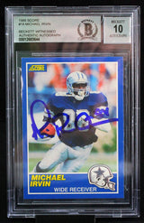 1989 Score #18 Michael Irvin Dallas Cowboys BGS Autograph 10