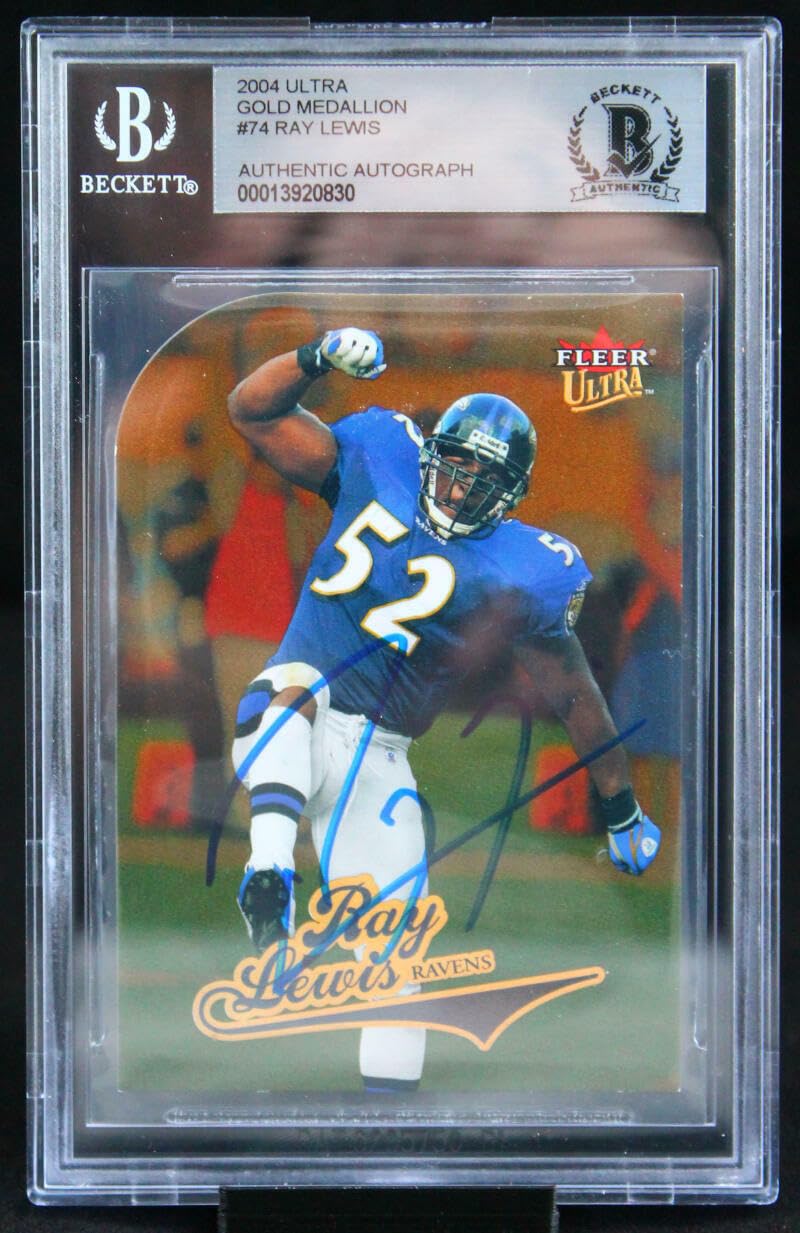 2004 Ultra Gold Medallion #74 Ray Lewis Baltimore Ravens BGS Autograph 10
