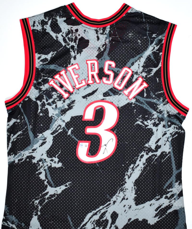 Allen Iverson Signed 76ers Marble Mitchell & Ness HWC Swingman Jersey- Beckett W