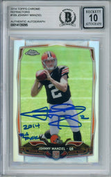 2014 Topps Chrome Refractor #169 Johnny Manziel RC Cleveland Browns BGS Auto 10