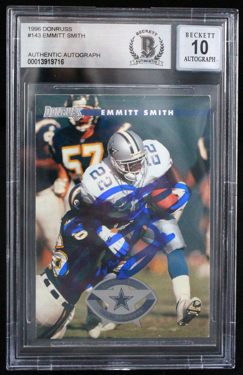 1996 Donruss #143 Emmitt Smith Dallas Cowboys BGS Autograph 10