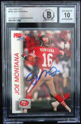 1992 Pro Set #649 Joe Montana Auto San Francisco 49ers BGS Autograph 10