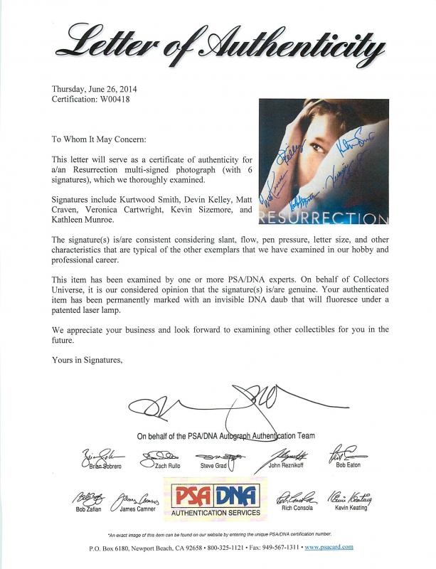 Resurrection Cast (6) Craven, Kelly + Signed Authentic 11X14 Photo PSA #W00418