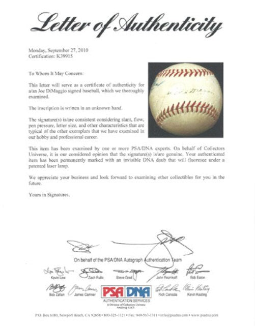 Joe DiMaggio Autographed Official AL Harridge Baseball New York Yankees 1940's Vintage Signature PSA/DNA #K39915
