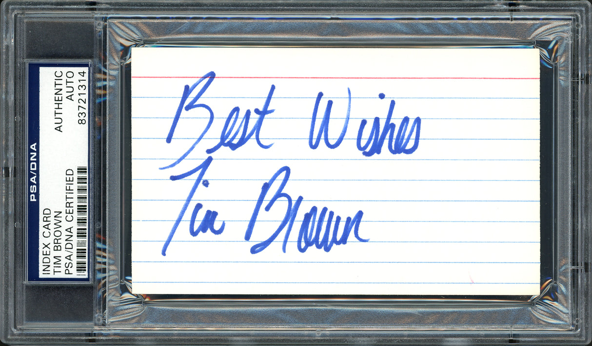 Tim Brown Autographed 3x5 Index Card Oakland Raiders "Best Wishes" PSA/DNA #83721314