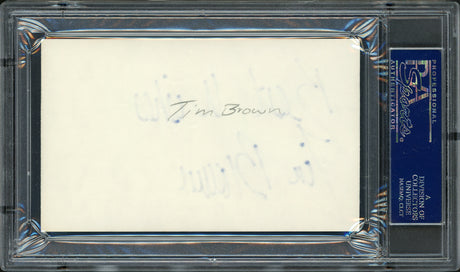 Tim Brown Autographed 3x5 Index Card Oakland Raiders "Best Wishes" PSA/DNA #83721314
