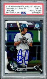 Fernando Tatis Jr. Autographed 2016 Bowman Prospects Rookie Card #BCP17 San Diego Padres PSA 9 PSA/DNA #64993268