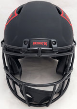 Mac Jones Autographed New England Patriots Eclipse Black Full Size Authentic Speed Helmet Beckett BAS Witness Stock #206517