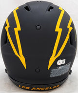 Justin Herbert Autographed Los Angeles Chargers Eclipse Black Full Size Authentic Speed Helmet "2020 NFL OROY" (Scuffed) Beckett BAS Witness Stock #206932