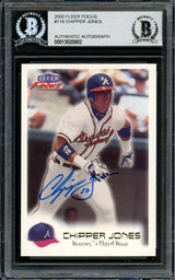 Chipper Jones Autographed 2000 Fleer Focus Card #118 Atlanta Braves Beckett BAS #13020802