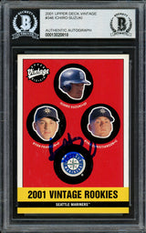 Ichiro Suzuki Autographed 2001 Upper Deck Vintage Rookie Card #346 Seattle Mariners Beckett BAS #13020818