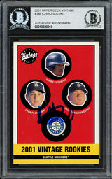 Ichiro Suzuki Autographed 2001 Upper Deck Vintage Rookie Card #346 Seattle Mariners Beckett BAS #13020818