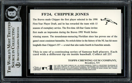 Chipper Jones Autographed 2007 Topps Fan Favorite Card #FF24 Atlanta Braves Beckett BAS Stock #195974