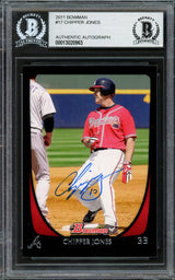 Chipper Jones Autographed 2011 Bowman Card #17 Atlanta Braves Beckett BAS #13020963