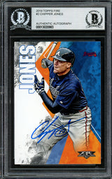 Chipper Jones Autographed 2019 Topps Fire Card #2 Atlanta Braves Beckett BAS #13020983