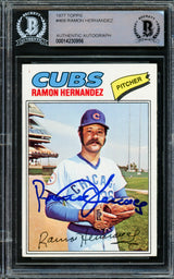 Ramon Hernandez Autographed 1977 Topps Card #468 Chicago Cubs Beckett BAS #14230956
