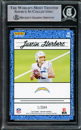 Justin Herbert Autographed 2020 Panini Instant Rated Rookie Card #RR4 Los Angeles Chargers (Smudged) Beckett BAS #14231490